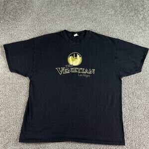 VINTAGE The Venetian Las Vegas Shirt Mens 2XL Black Yellow Resort Hotel 90s